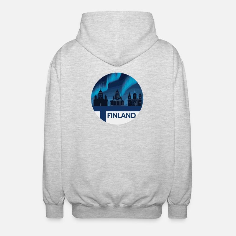 Finlande Aurora Skyline - Veste à capuche unisexe - gris clair chiné