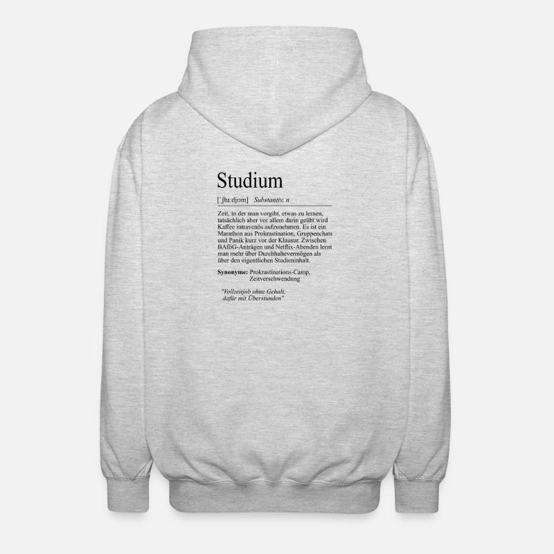 University Saying "Study" Student Gift, Students - Unisex Hooded Jacket - light heather grey