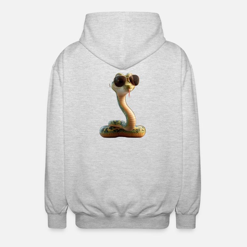 slange, python, kobra, klapperslange, slanger - Unisex hættejakke. - lysegrå meleret