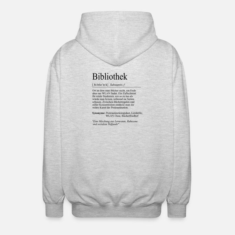 University Saying "Library" Student Gift, Students - Unisex Hooded Jacket - light heather grey