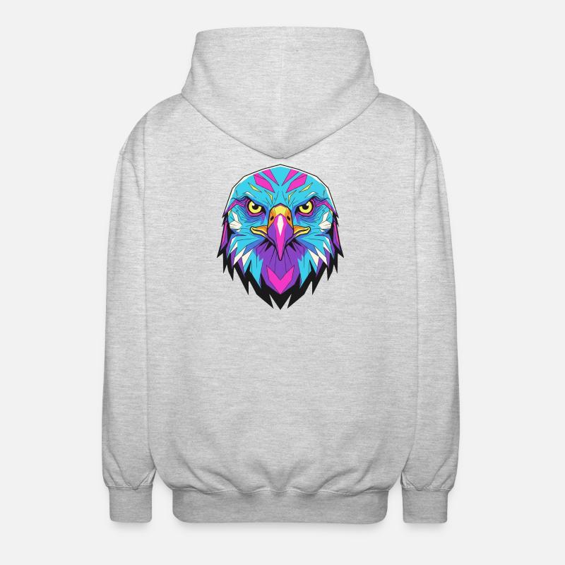 Geometric eagle in neon style - Unisex Hooded Jacket - light heather grey