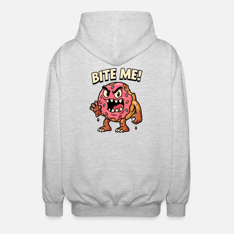 Illustration de monstre de beignet vif - Veste à capuche unisexe - gris clair chiné