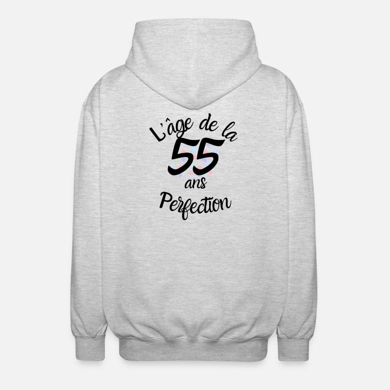 55 ans, l'âge de la perfection - Veste à capuche unisexe - gris clair chiné