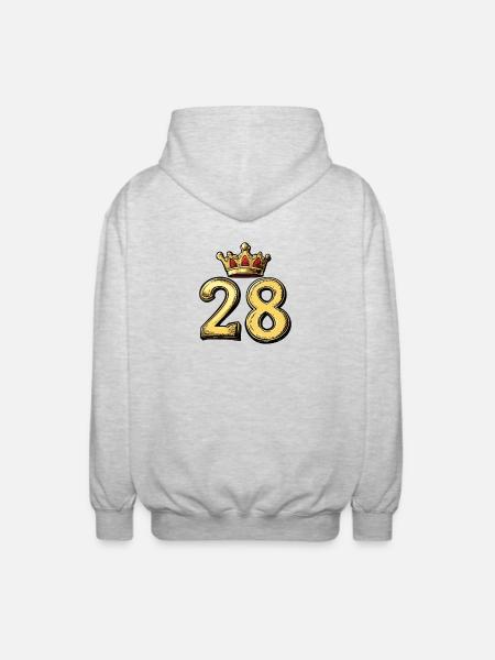 28 Number Krone - Unisex Hooded Jacket - light heather grey