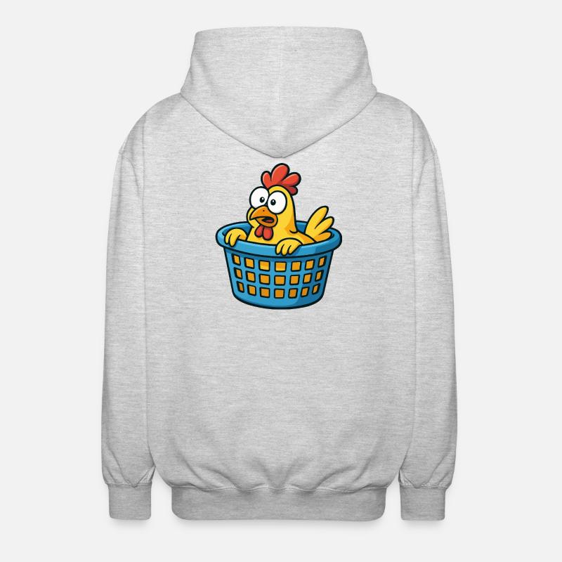 Impression de carton de poulet ludique - Veste à capuche unisexe - gris clair chiné