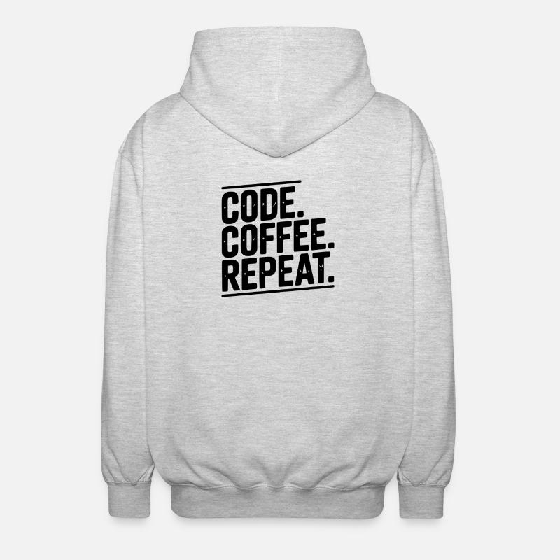 Code Kaffee-Wiederholung - Unisex Kapuzenjacke - Hellgrau meliert