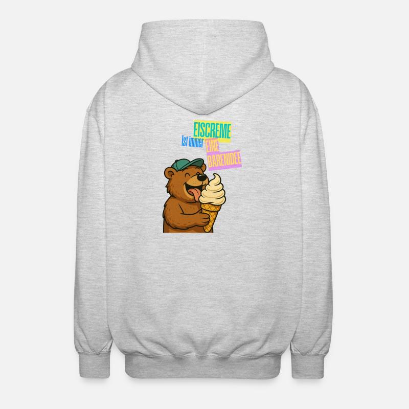 Bande dessinée de crème glacée Bear - Veste à capuche unisexe - gris clair chiné