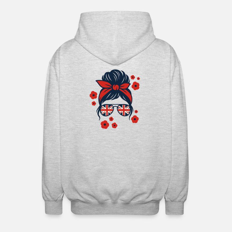 Brit Pop Sonnenbrille mit Blumenmuster - Unisex Kapuzenjacke - Hellgrau meliert