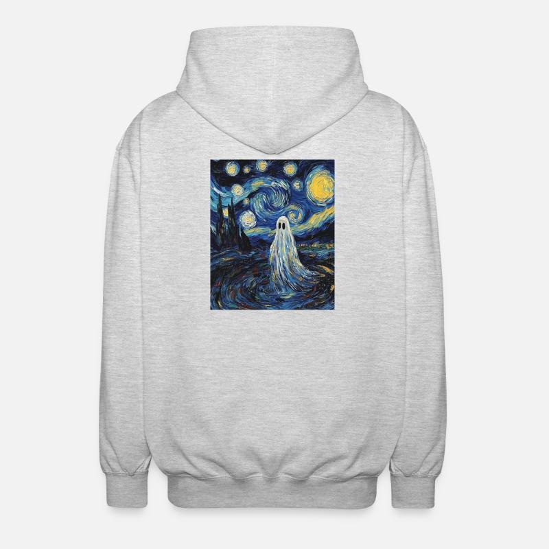 Fantôme Van Gogh Style Nuit étoilée - Veste à capuche unisexe - gris clair chiné