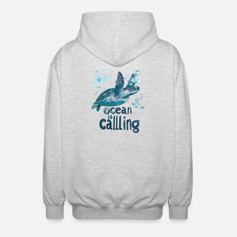 Turtle - the ocean is calling - Unisex Hooded Jacket - light heather grey