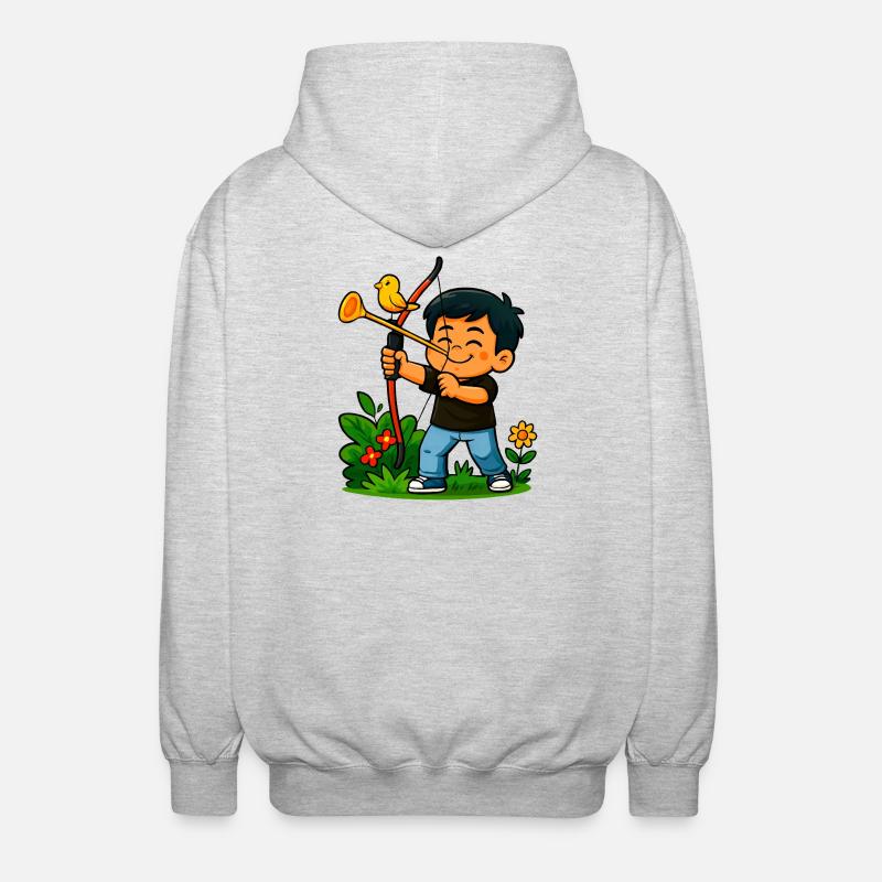 Waldabenteuer Bogenkunst - Unisex Kapuzenjacke - Hellgrau meliert