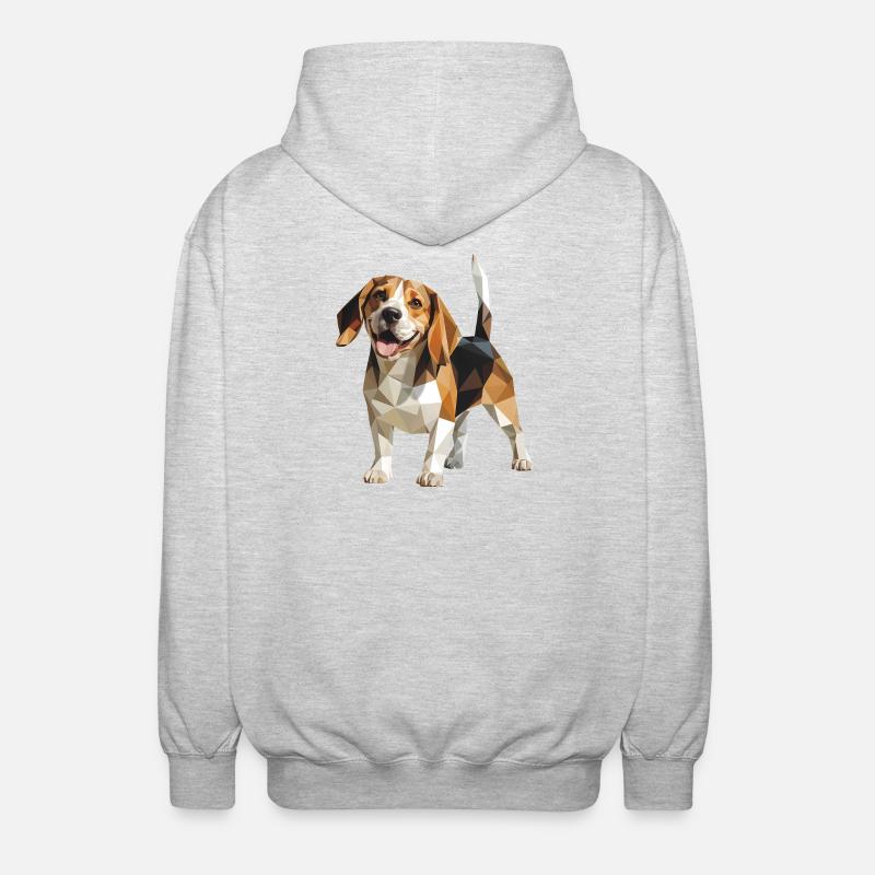 Beagle - Cool Low Poly Logo - Veste à capuche unisexe - gris clair chiné