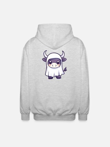 Bull Halloween Ghost - Unisex Hooded Jacket - light heather grey