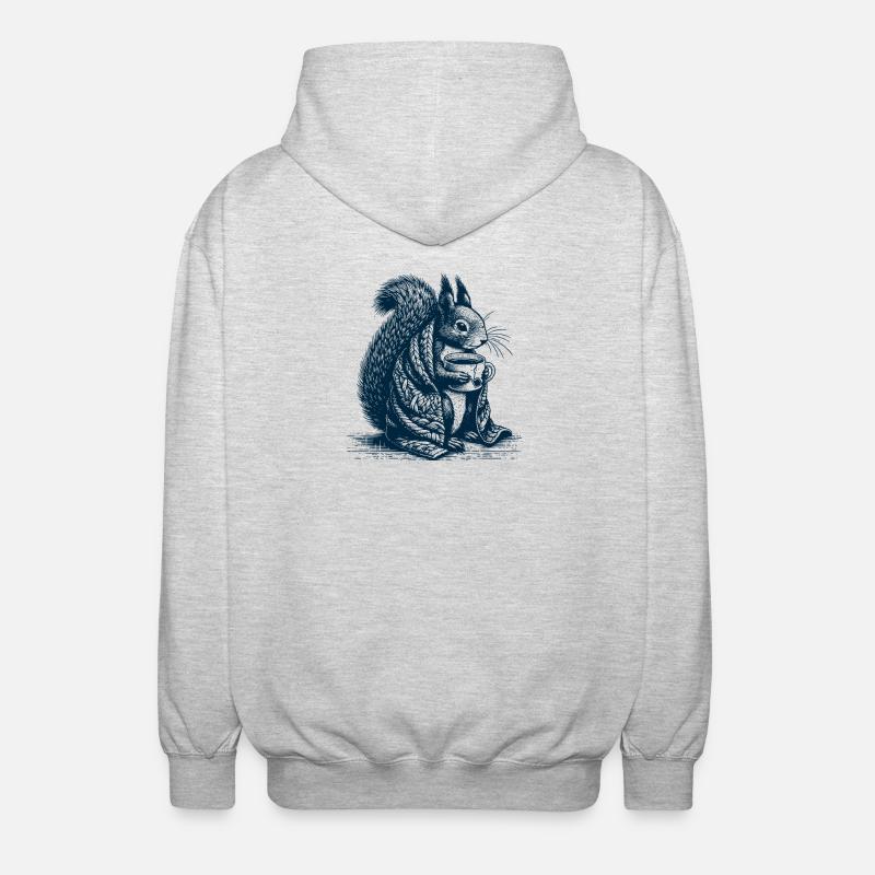 Eichhörnchen mit Tee - Unisex Kapuzenjacke - Hellgrau meliert