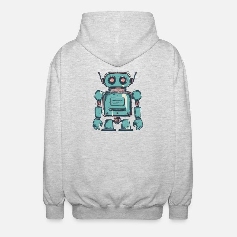 Dessin de robot sarcelle rétro - Veste à capuche unisexe - gris clair chiné