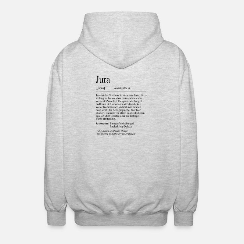 Unispruch "Jura" Student Geschenk, Studenten - Unisex Kapuzenjacke - Hellgrau meliert