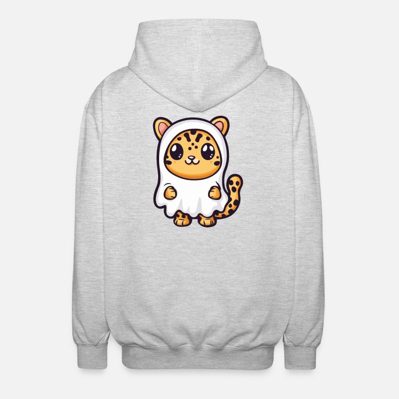 Leopard Halloween Geist - Unisex Kapuzenjacke - Hellgrau meliert