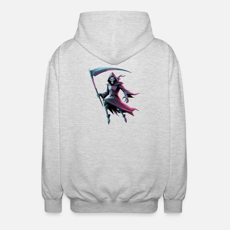 Death Reaper - Cool Low Poly Logo - Unisex Hooded Jacket - light heather grey