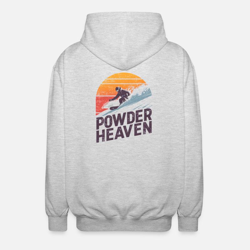 Freeride Snowboard Retro Sunset - Unisex Kapuzenjacke - Hellgrau meliert