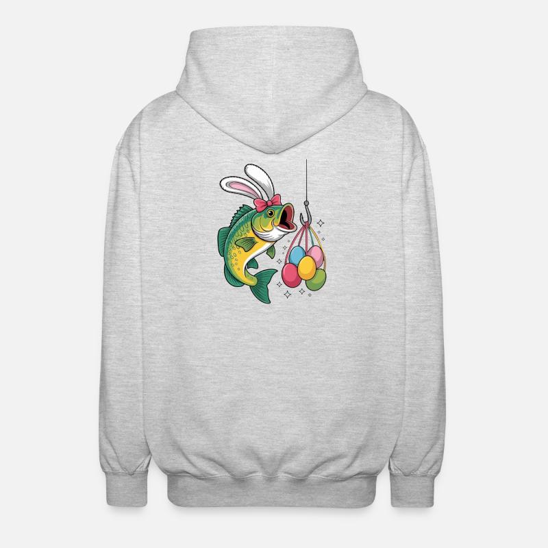 Lapin de Pâques Pêche Dessin animé - Veste à capuche unisexe - gris clair chiné