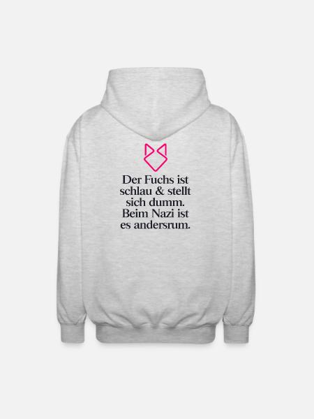 Gegen Rechts - Unisex Kapuzenjacke - Hellgrau meliert