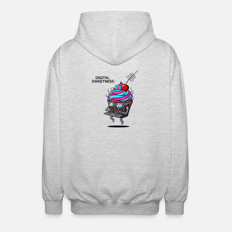 Cyber Cupcake avec robot à clavier - Veste à capuche unisexe - gris clair chiné