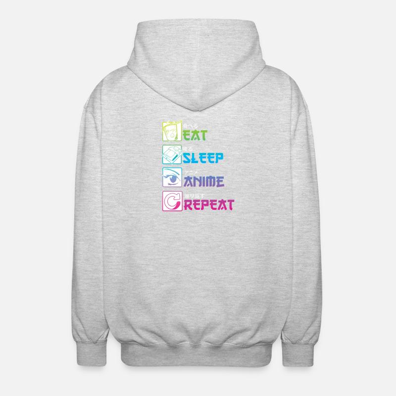 EAT SLEEP ANIME REPEAT - Unisex Kapuzenjacke - Hellgrau meliert