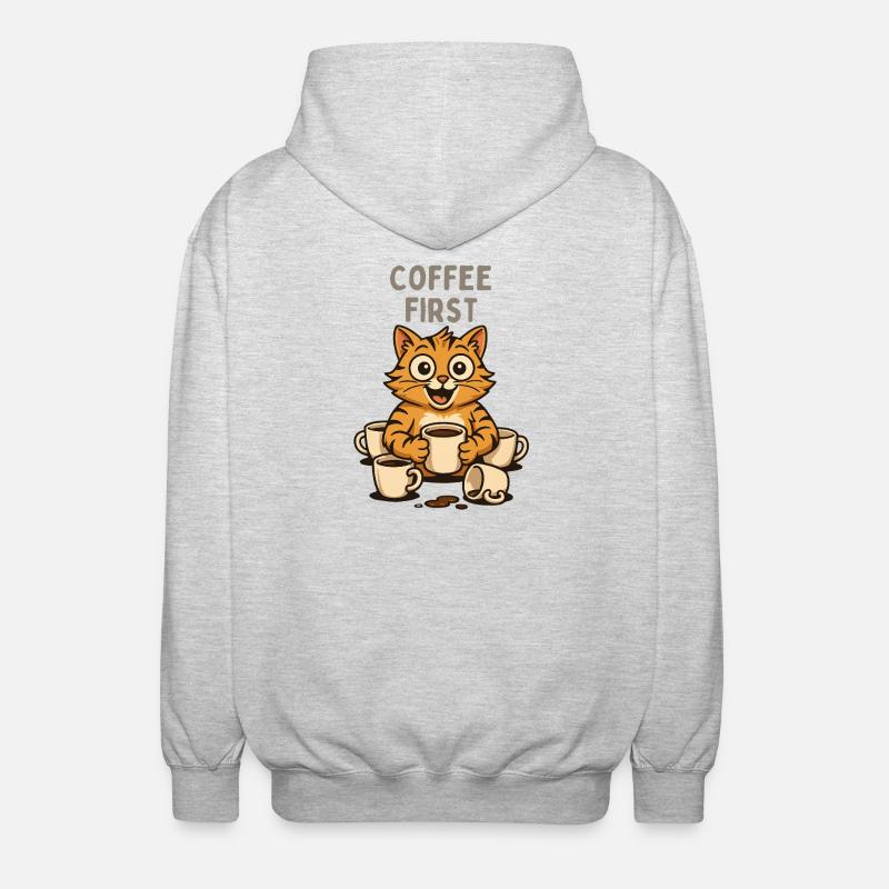 Coffee First Cats Cat Fun Espresso - Unisex Hooded Jacket - light heather grey
