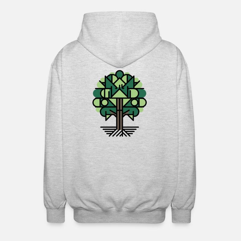 Geometric Tree Pattern Green - Unisex Hooded Jacket - light heather grey