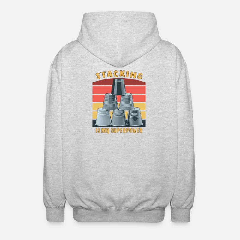 STACKING IS MY SUPERPOWER - Unisex Kapuzenjacke - Hellgrau meliert