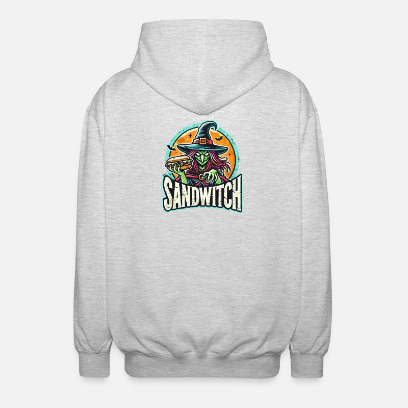 Sandwitch Witch Halloween Illustration - Unisex Hooded Jacket - light heather grey