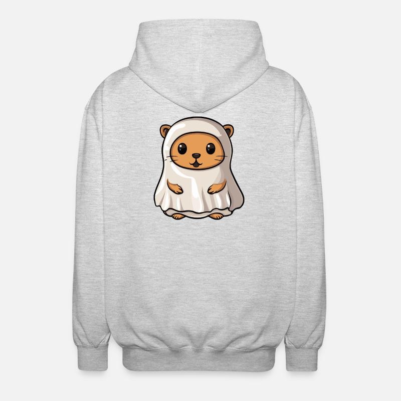 Beaver Halloween Ghost - Unisex Hooded Jacket - light heather grey