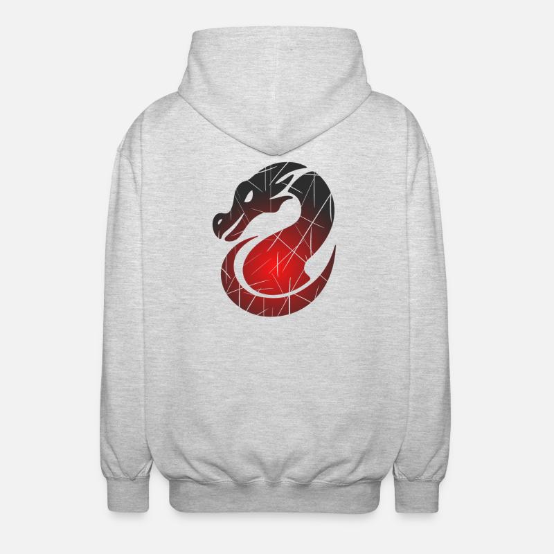 Roter Drachen mit Split-Textur - Unisex Kapuzenjacke - Hellgrau meliert