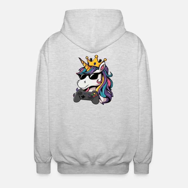 Einhorn gaming controller - Unisex Kapuzenjacke - Hellgrau meliert