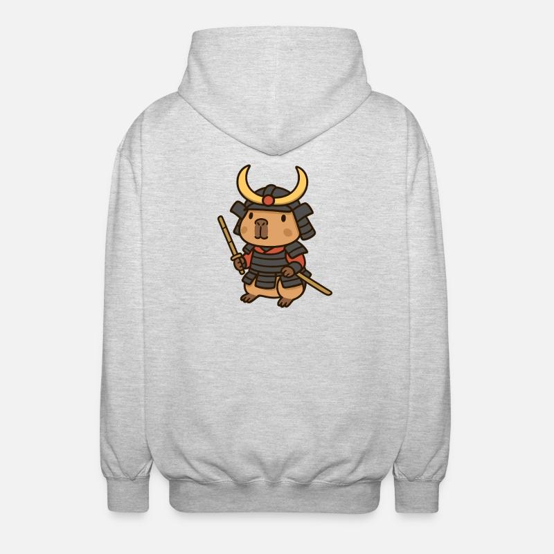 Samurai Capybara – Brave & Serene ⚔️🦫 - Unisex Hooded Jacket - light heather grey