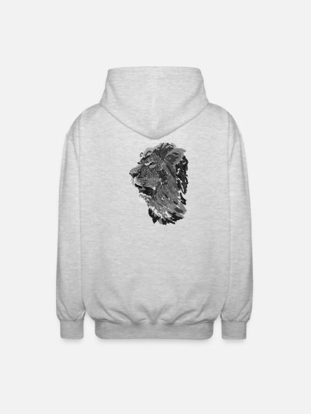 Löwe - Unisex Kapuzenjacke - Hellgrau meliert