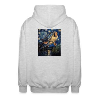 Carpe style Van Gogh - Veste à capuche unisexe - gris clair chiné - Dos - AI Model Male 185 light (185cm)