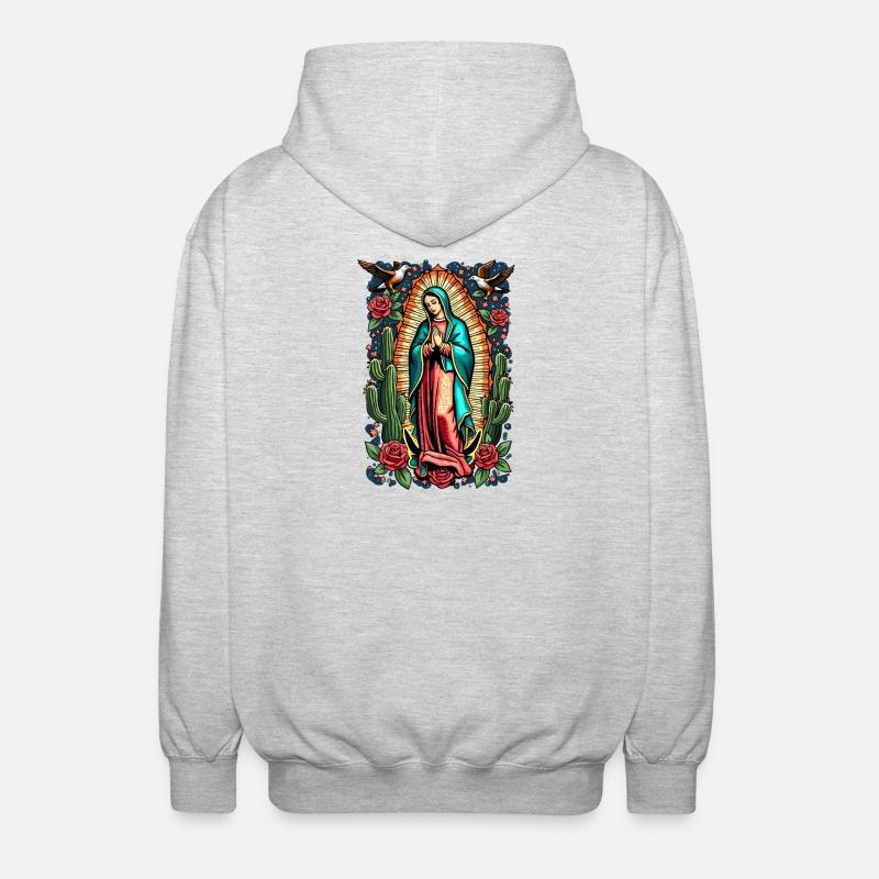 Vierge aux roses et aux cactus - Veste à capuche unisexe - gris clair chiné