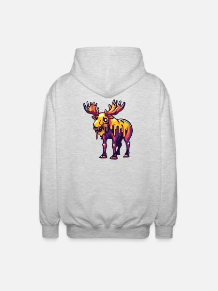 Moose Halloween Zombie - Unisex Hooded Jacket - light heather grey