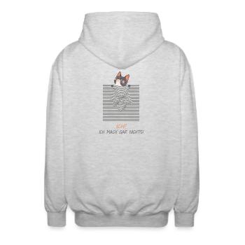 Neugierige Katze – Lustiger 3D-Linien-Effekt - Unisex Kapuzenjacke - Hellgrau meliert - Hinten - AI Model Male 185 light (185cm)