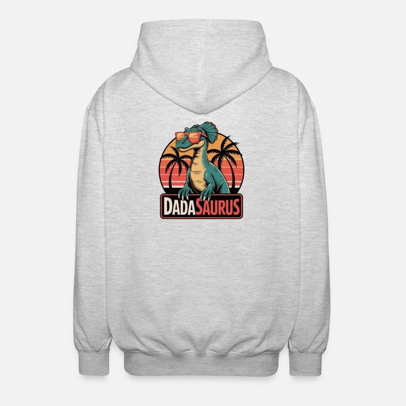 Dadasaurus Cooler Dinosaurier Retro Palmen - Unisex Kapuzenjacke - Hellgrau meliert