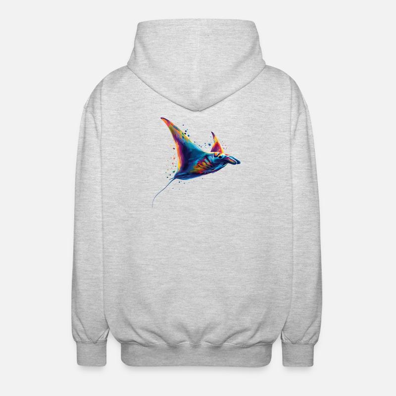 Manta Rochen Teufelsrochen Stachelrochen Taucher - Unisex Kapuzenjacke - Hellgrau meliert