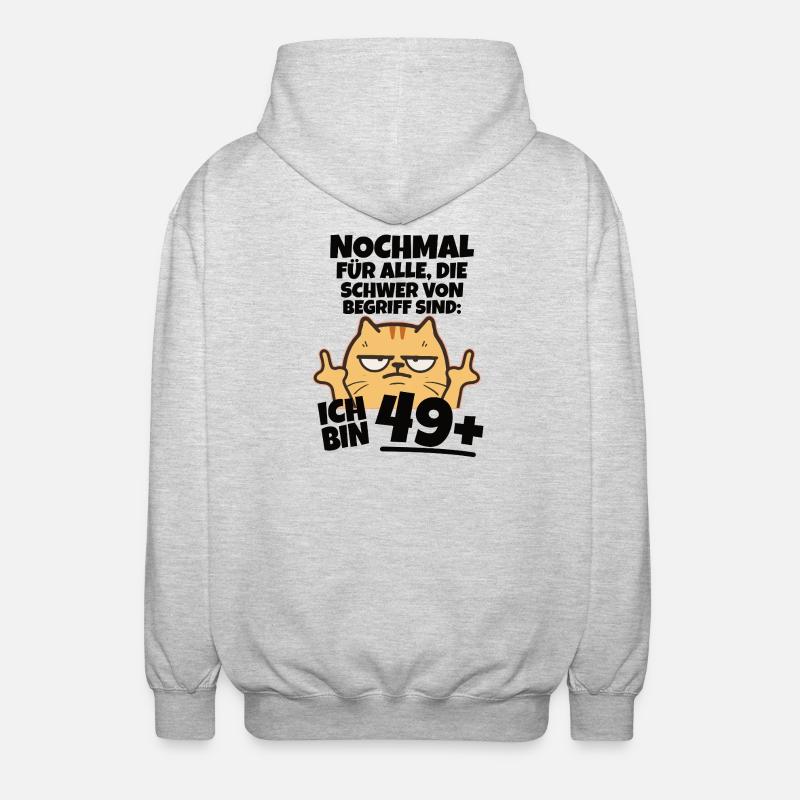 Ich bin 49 plus Mittelfinger - Unisex Kapuzenjacke - Hellgrau meliert