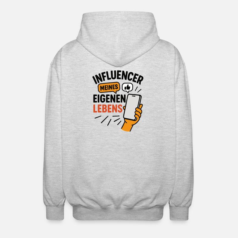 Influencer meines eigenen Lebens - Unisex Kapuzenjacke - Hellgrau meliert