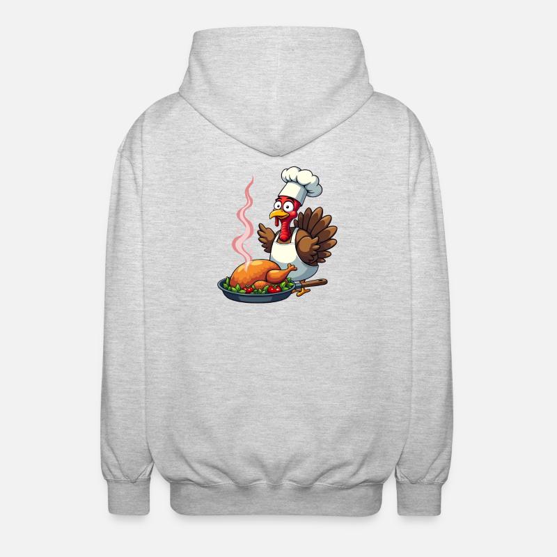 Cuisinier de dinde de Thanksgiving - Veste à capuche unisexe - gris clair chiné