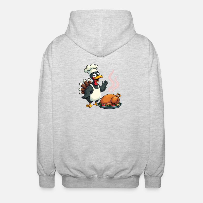 Cuisinier de dinde de Thanksgiving - Veste à capuche unisexe - gris clair chiné