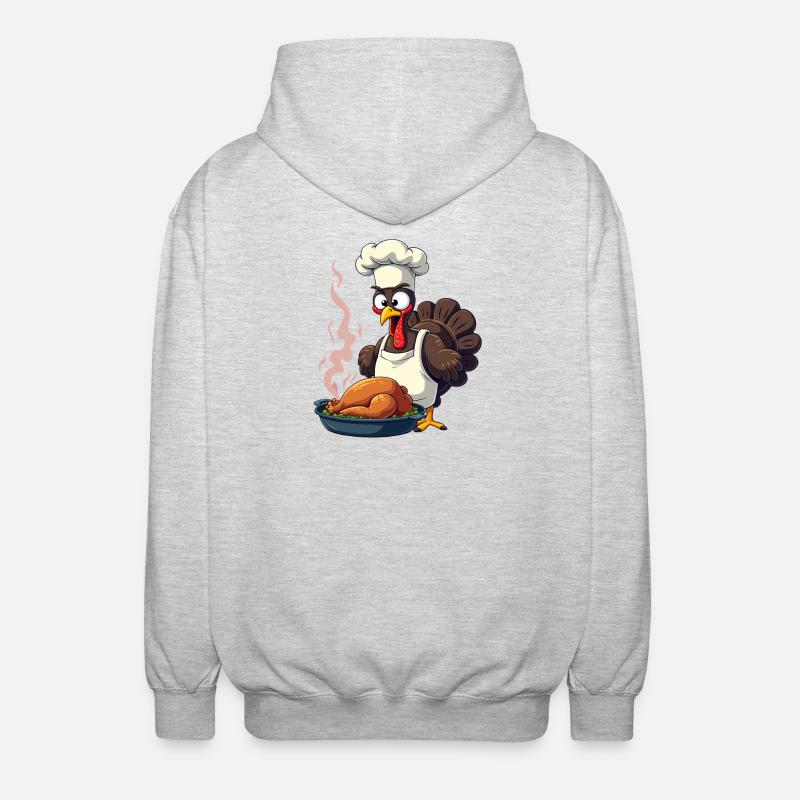 Cuisinier de dinde de Thanksgiving - Veste à capuche unisexe - gris clair chiné