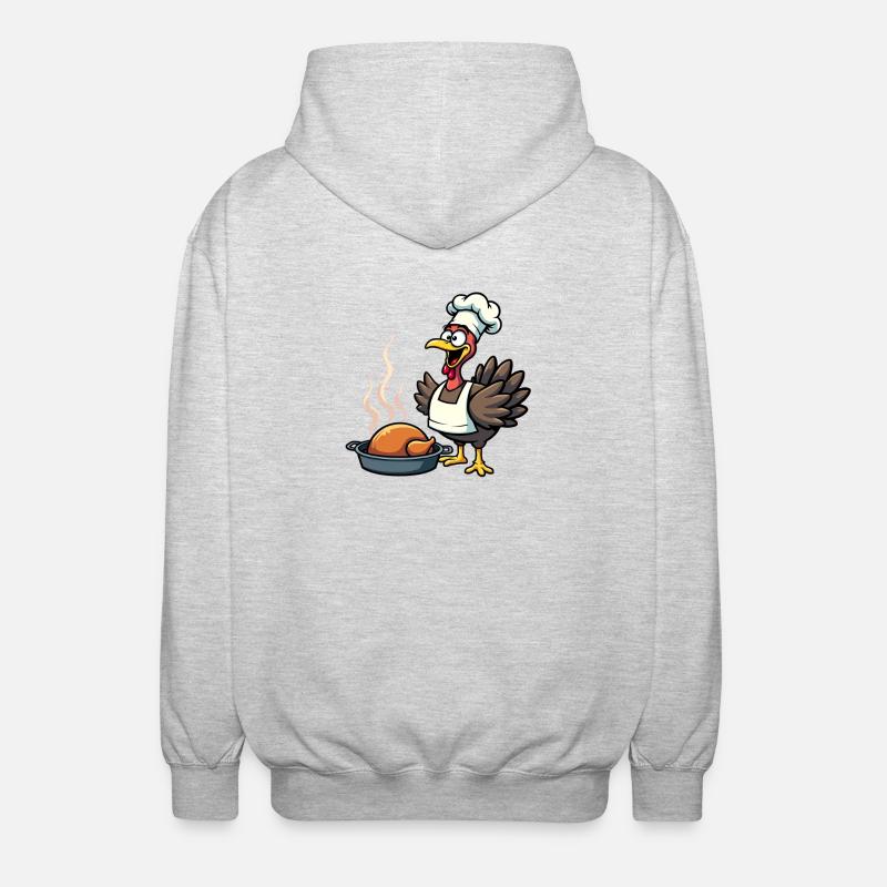 Cuisinier de dinde de Thanksgiving - Veste à capuche unisexe - gris clair chiné