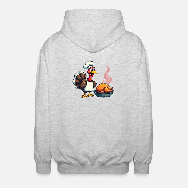 Cuisinier de dinde de Thanksgiving - Veste à capuche unisexe - gris clair chiné