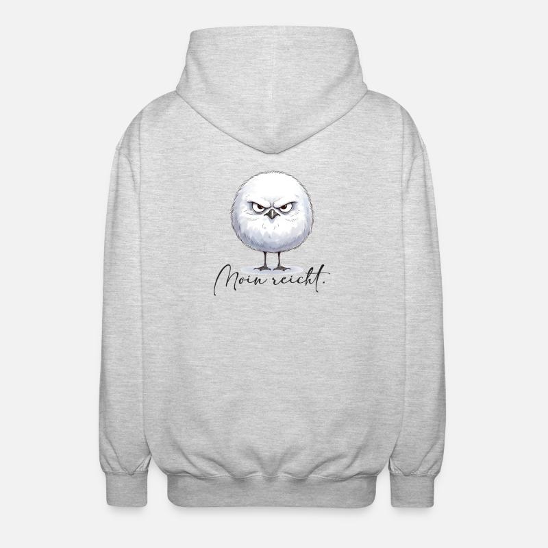 Moin reicht - grimmige runde Möwe - Unisex Kapuzenjacke - Hellgrau meliert